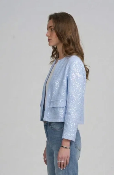 Elle Collection Sequin Jacket In Blue