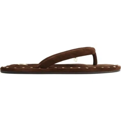 Naked Wolfe Grenada Studded Padded-strap Flip-flops In Brown