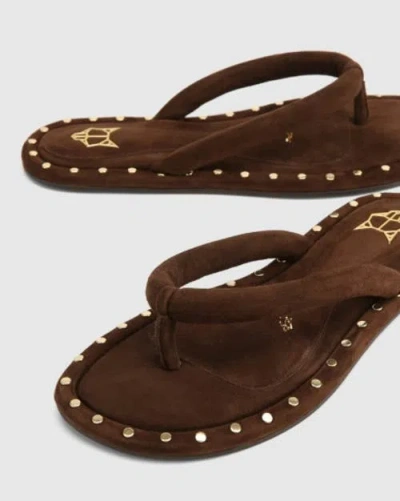 Naked Wolfe Grenada Studded Padded-strap Flip-flops In Brown