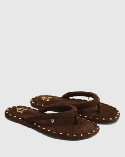 Naked Wolfe Grenada Studded Padded-strap Flip-flops In Brown