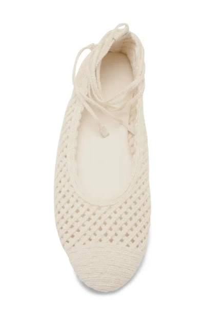 Mango Ankle Wrap Knit Ballet Flat In White