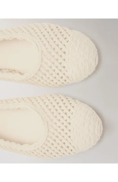 Mango Ankle Wrap Knit Ballet Flat In White