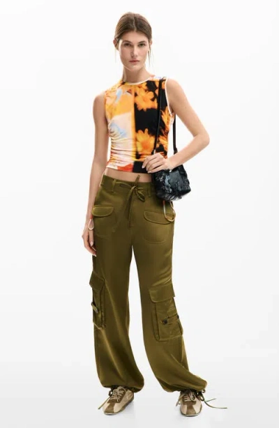 Desigual Abstract Floral Drawstring Tank In Multi