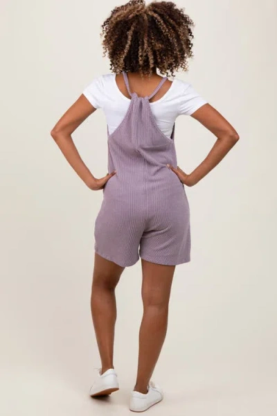 Pinkblush Solid Ribbed V-neck Sleeveless Front Pocket Romper In Multi