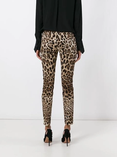 Shop Dolce & Gabbana Leopard Print Trousers In Brown