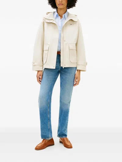 Tommy Hilfiger Hooded Drawstring Jacket In White