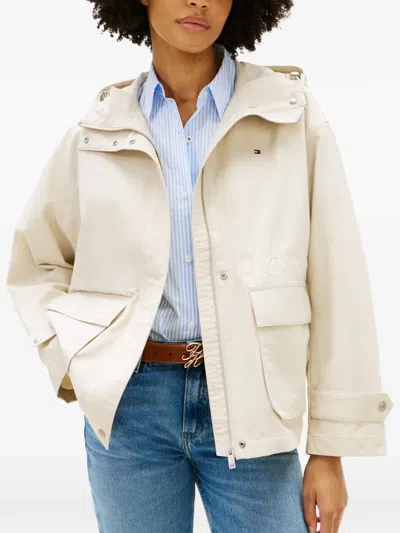 Tommy Hilfiger Hooded Drawstring Jacket In White
