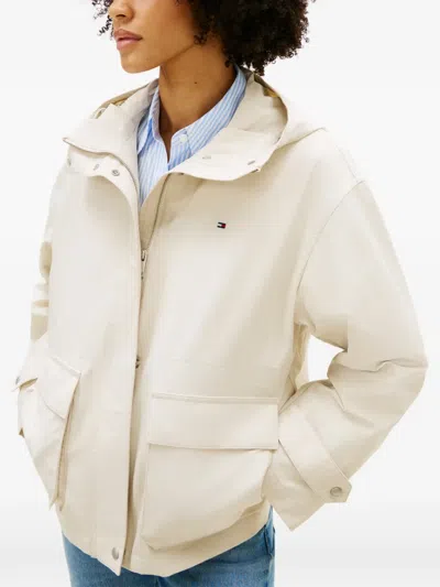 Tommy Hilfiger Hooded Drawstring Jacket In White