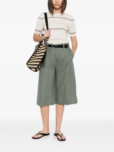 Peserico Stripe-pattern T-shirt In Neutral