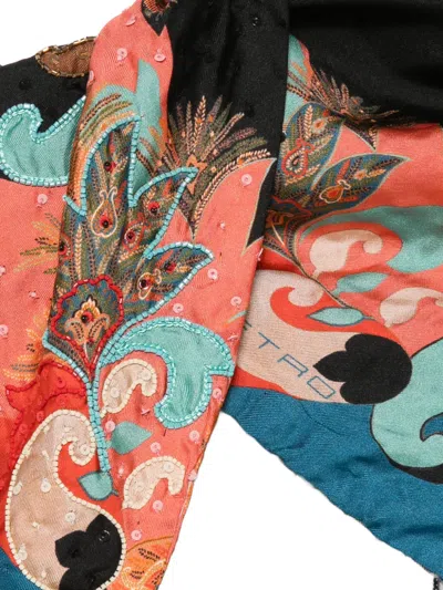 Etro Paisley-pattern Beaded Scarf In Multi