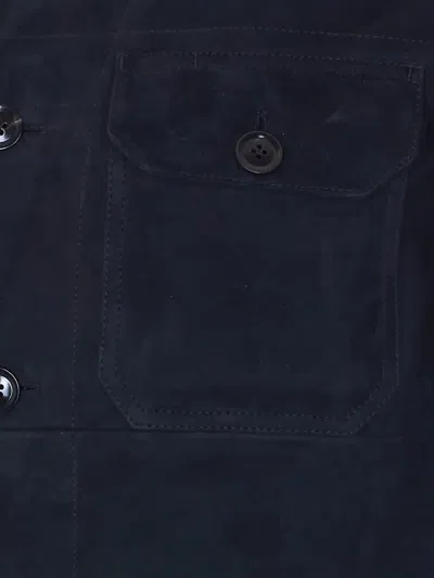 Tom Ford Suede Button-up Jacket In Blue
