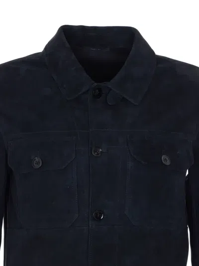 Tom Ford Suede Button-up Jacket In Blue