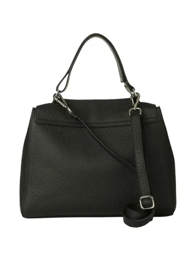 Orciani Structured Black Handbag With Textured Leather In Black