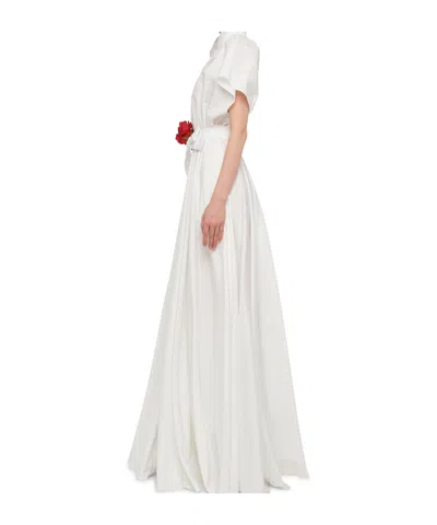 Norma Kamali Super Oversized Sleeveless Boyfriend Shirt Flared Gown In White
