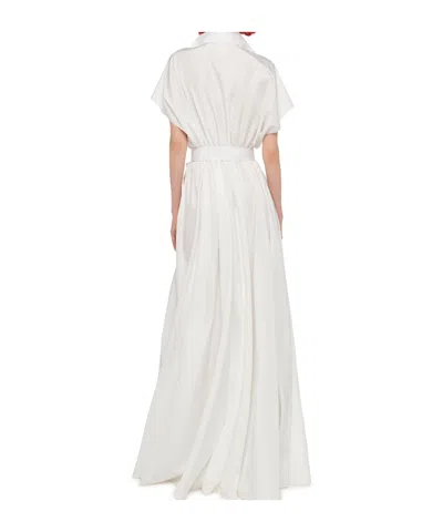 Norma Kamali Super Oversized Sleeveless Boyfriend Shirt Flared Gown In White