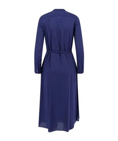 Aspesi Ruffled Button-front Dress In Blue