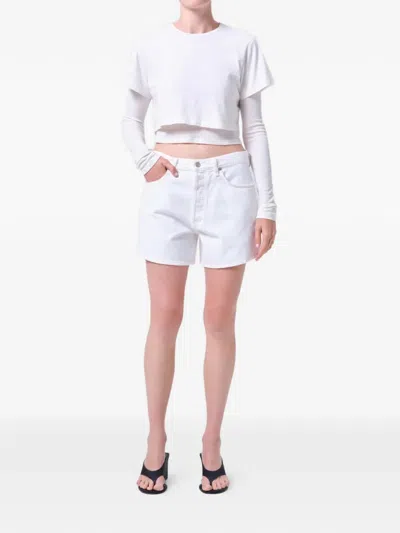 Agolde Five-pocket Denim Shorts In Multi