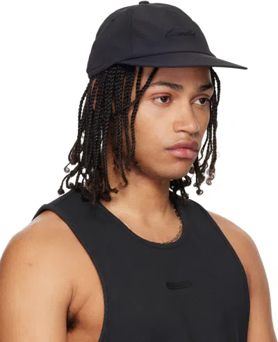 Essentials Black Signature 5 Panel Cap In Black
