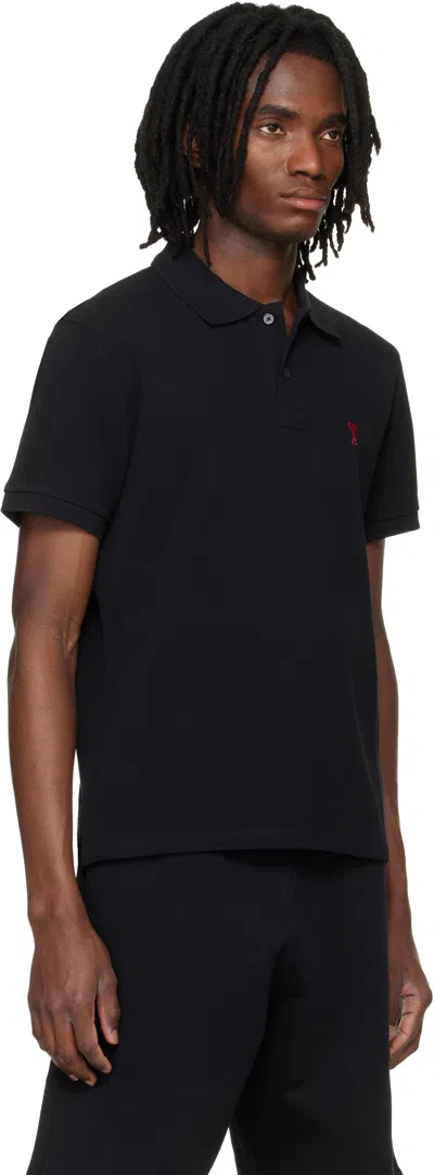 Ami Alexandre Mattiussi Ami Paris Men Black Polo Shirt With Adc Embroidery At The Front In Cotton Man
