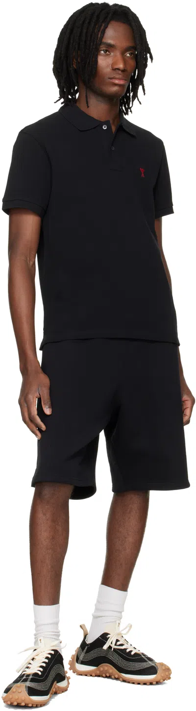 Ami Alexandre Mattiussi Ami Paris Men Black Polo Shirt With Adc Embroidery At The Front In Cotton Man