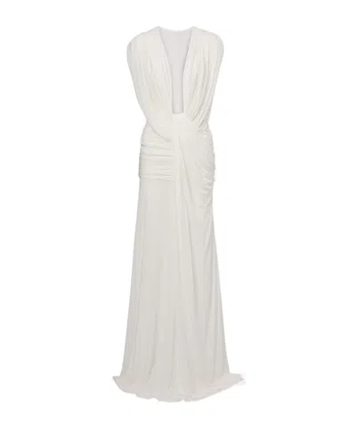 Christopher Esber Ripple Draped Gown In White