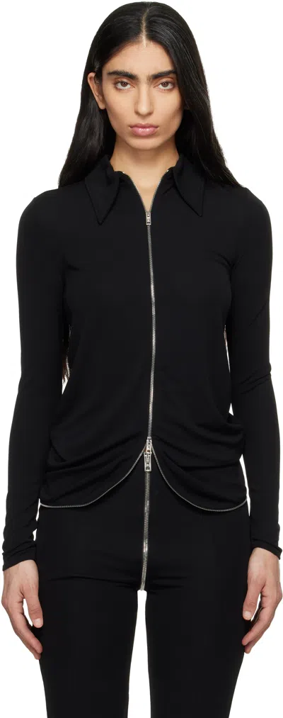 Alexander Wang Draped Back Zip Shirt In Crepe Jersey In Black
