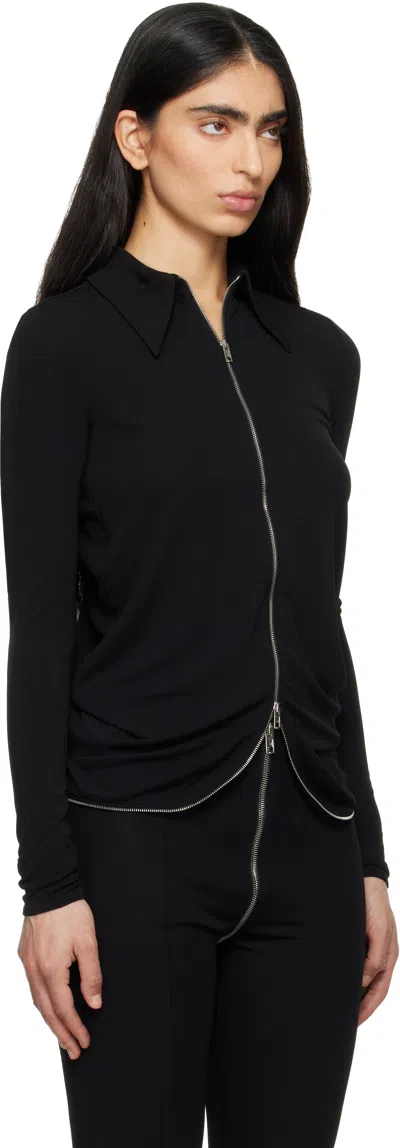 Alexander Wang Draped Back Zip Shirt In Crepe Jersey In Black
