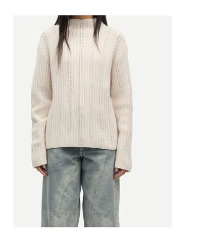 Samsoe & Samsoe Satilly Turtleneck Openwork-design Sweater In Neutral