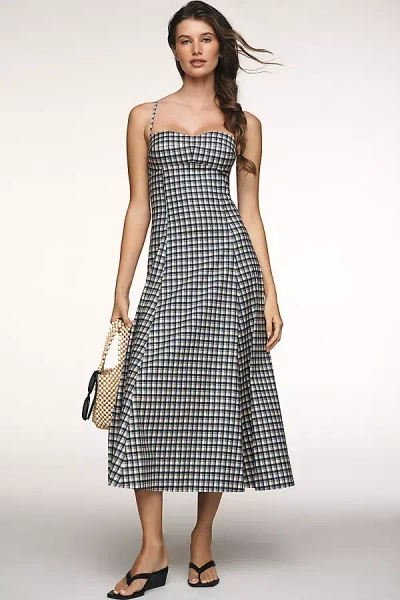 Reformation Womens Check Kailani Cotton Midi Dress In Black