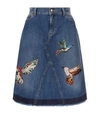 RED VALENTINO Hummingbird Embroidered Denim Skirt