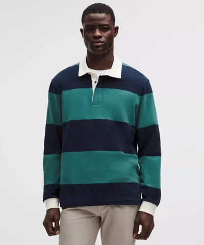 Lululemon Mens True Navy Deep Marina Long-sleeve Cotton Rugby Shirt In Green