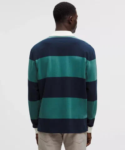 Lululemon Mens True Navy Deep Marina Long-sleeve Cotton Rugby Shirt In Green