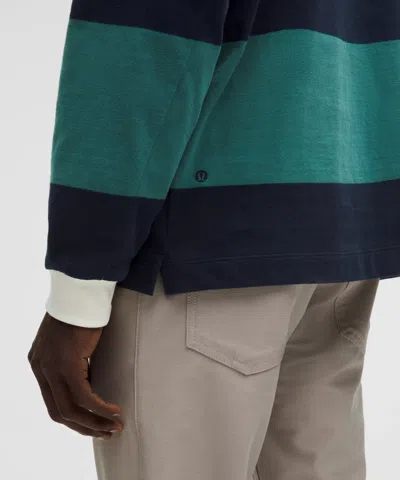 Lululemon Mens True Navy Deep Marina Long-sleeve Cotton Rugby Shirt In Green