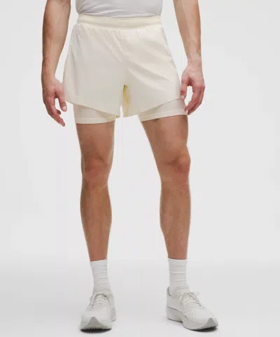 Lululemon Perforated Lined Running Short 5" In White