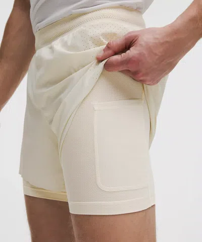 Lululemon Perforated Lined Running Short 5" In White