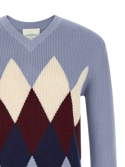 Ballantyne Argyle Pattern Sweater Sweaters And Cardigans Light Blue In Blue