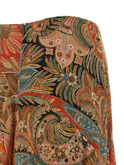 Etro Paisley Print Ruffle Silk Chiffon Maxi Skirt In Multi