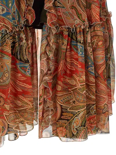 Etro Paisley Print Ruffle Silk Chiffon Maxi Skirt In Multi