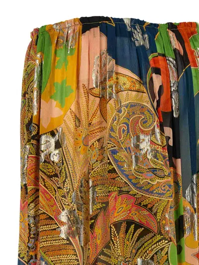 Etro Silk Pants In Multi