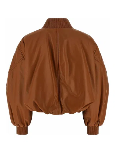 Givenchy Cropped Cocoon Bomber In Nappa Leather In Brown