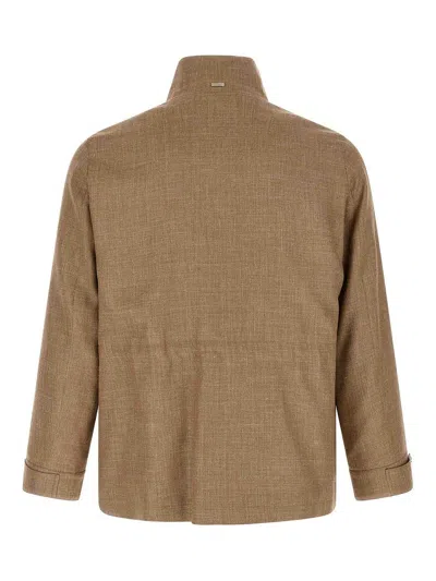 Herno Field Turtleneck Jacket In Brown
