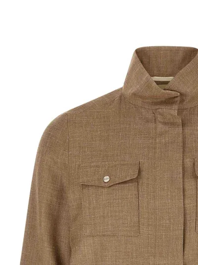 Herno Field Turtleneck Jacket In Brown