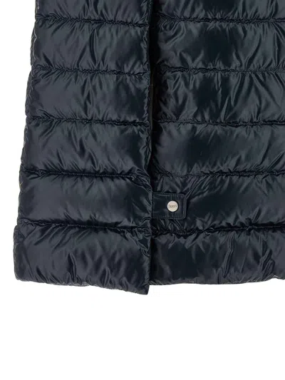 Herno Down Cape Jacket High Collar Design In Blue