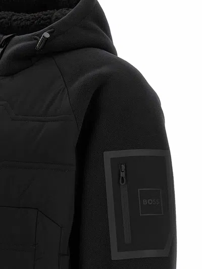 Hugo Boss Quilted Hybrid Jacket In Black