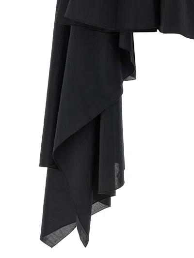 Jacquemus Courte Asymmetric Cotton-blend Crepon Halterneck Dress In Black
