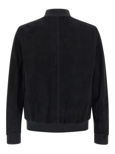 Moorer Blue Solid Mandarin Collar Jacket In Blue