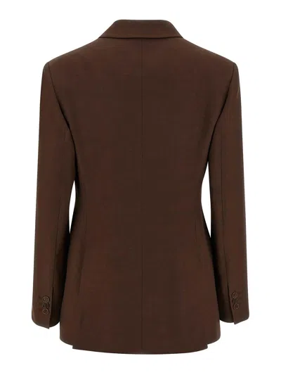 P.a.r.o.s.h Double Breasted Blazer Structured Shoulders In Brown