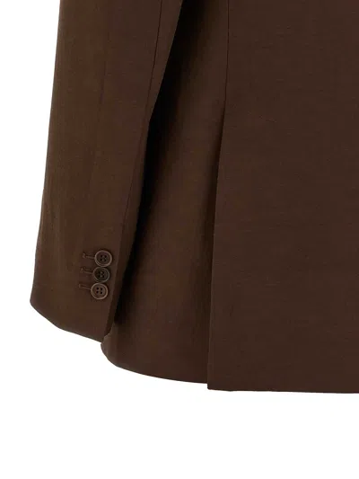 P.a.r.o.s.h Double Breasted Blazer Structured Shoulders In Brown