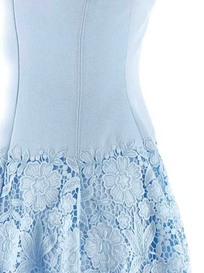Self-portrait Womens Self Portrait Cap-sleeve Crepe And Lace Mini Dress In Blue
