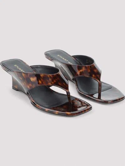 Stuart Weitzman 50mm Vinnie Printed Patent Leather Thong Sandals In Multi